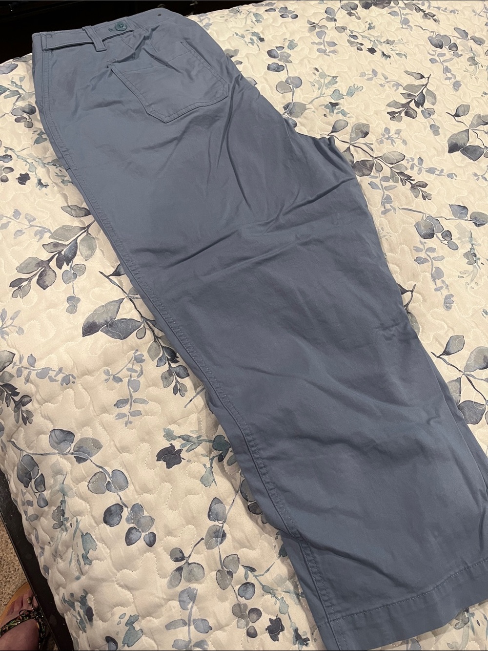 Talbots Dusty Blue High Waist Pants with White Trim
